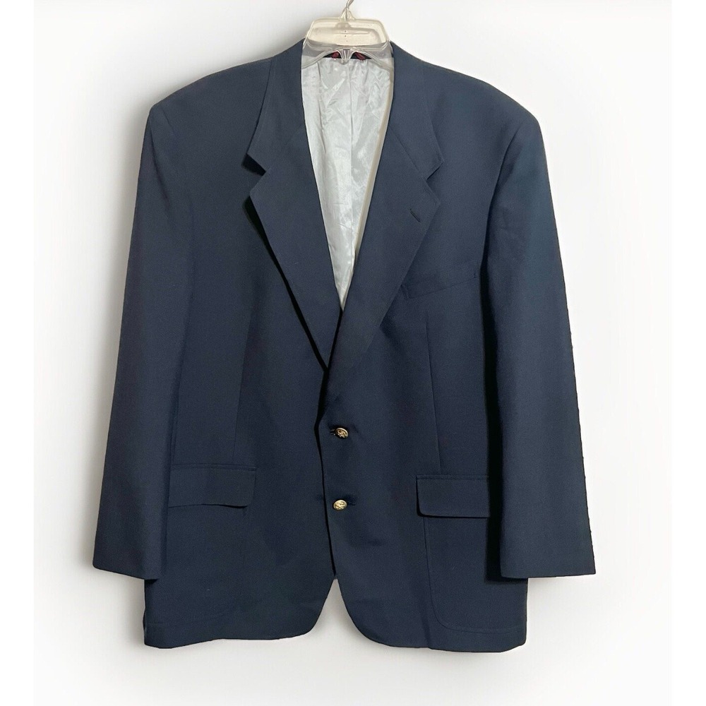 Jack Nicklaus Navy Blue Sport Coat Gold Button Jacket Mens 48R Preppy Academia